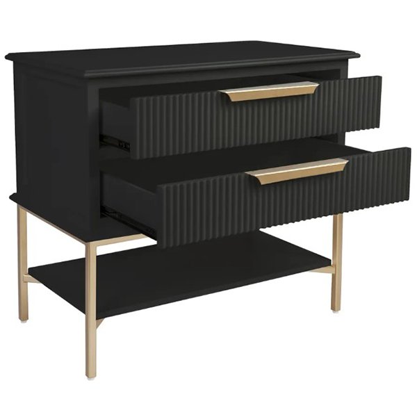 Aimee Bedside Table - Large Black