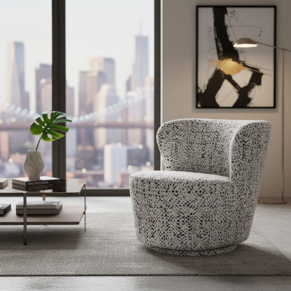 Alberta Swivel Chair - Charcoal Jacquard