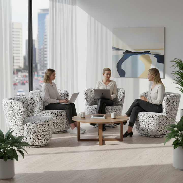 Alberta Swivel Chair - Charcoal Jacquard