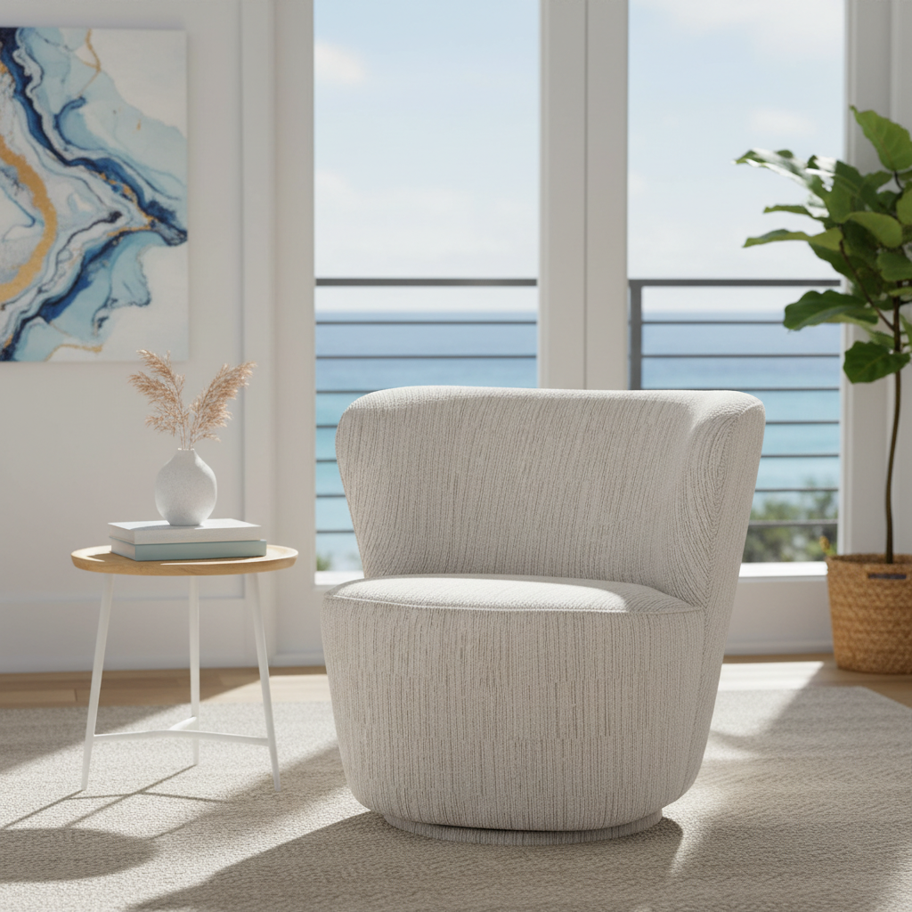 Alberta Swivel Chair - Ivory Weave