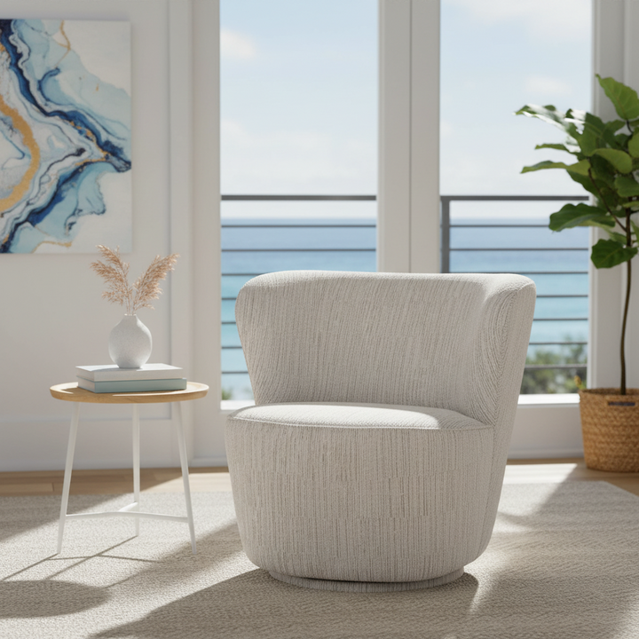 Alberta Swivel Chair - Ivory Weave