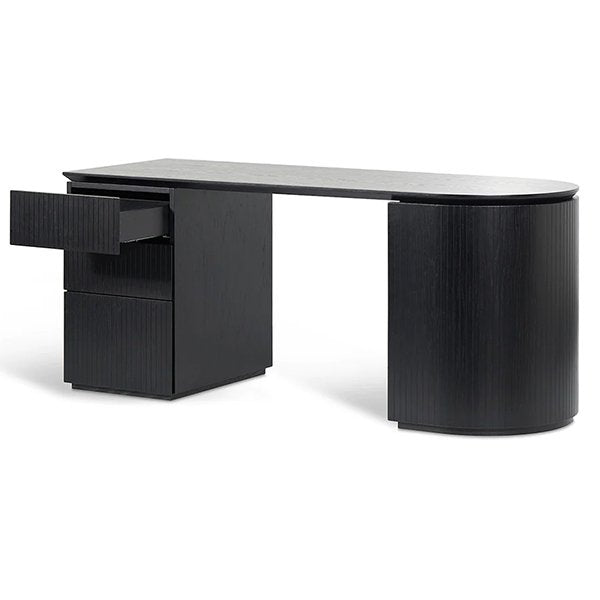 Albina 1.77m Left Drawer Office Desk - Black Oak