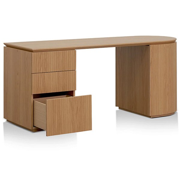 Albina 1.77m Left Drawer Office Desk - Natural Oak