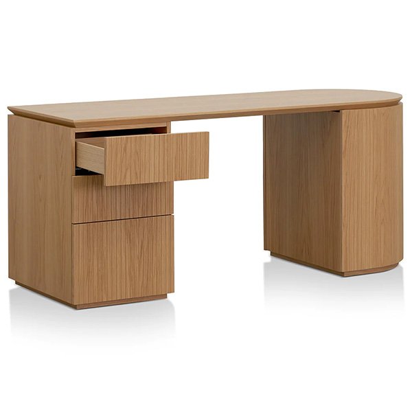 Albina 1.77m Left Drawer Office Desk - Natural Oak