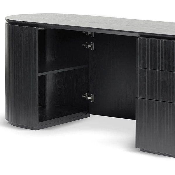 Albina 1.77m Right Drawer Office Desk - Black Oak