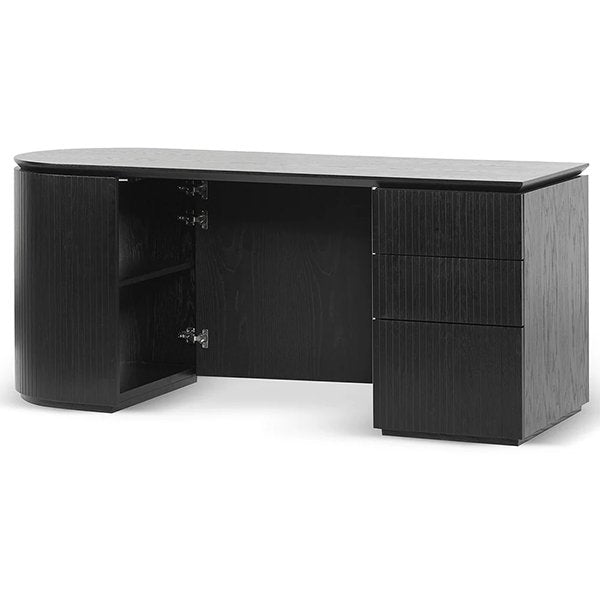 Albina 1.77m Right Drawer Office Desk - Black Oak