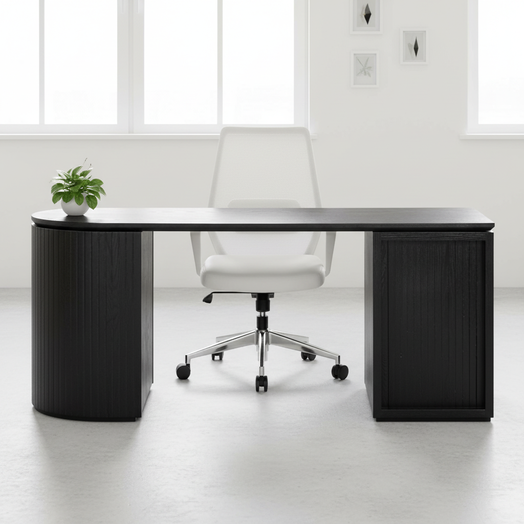 Albina 1.77m Left Drawer Office Desk - Black Oak