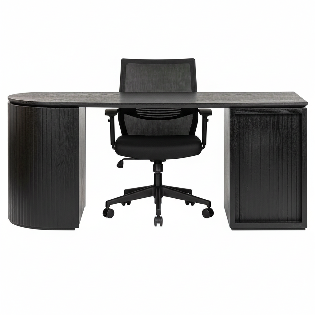 Albina 1.77m Left Drawer Office Desk - Black Oak