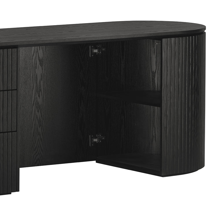 Payton 1.77m Left Drawer Office Desk - Black Oak