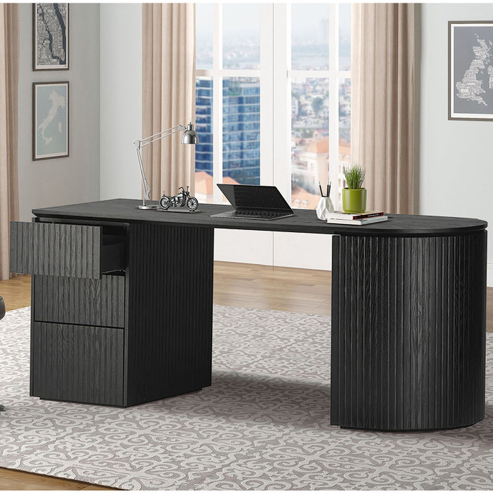 Albina 1.77m Left Drawer Office Desk - Black Oak