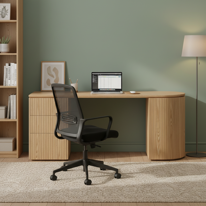 Albina 1.77m Left Drawer Office Desk - Natural Oak