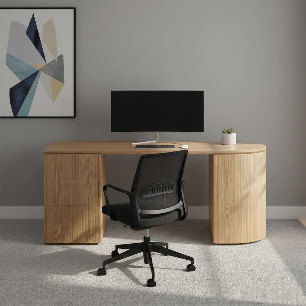 Albina 1.77m Left Drawer Office Desk - Natural Oak