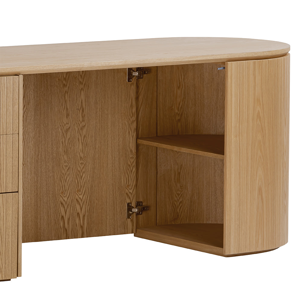 Payton 1.77m Left Drawer Office Desk - Natural Oak