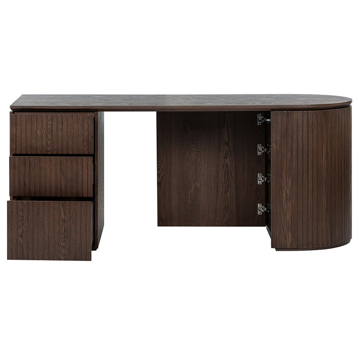 Albina 1.77m Left Drawer Office Desk - Walnut