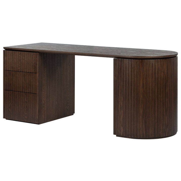 Albina 1.77m Left Drawer Office Desk - Walnut
