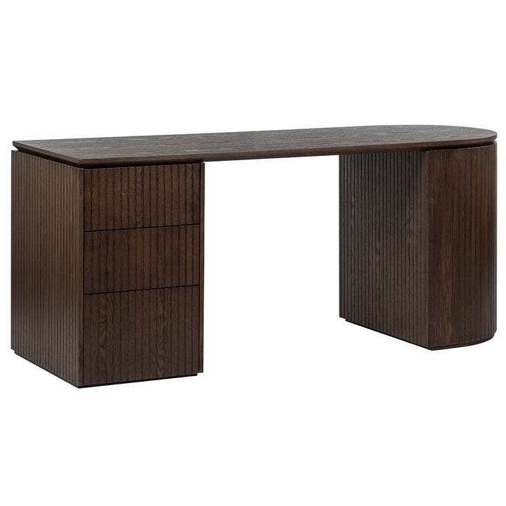 Albina 1.77m Left Drawer Office Desk - Walnut