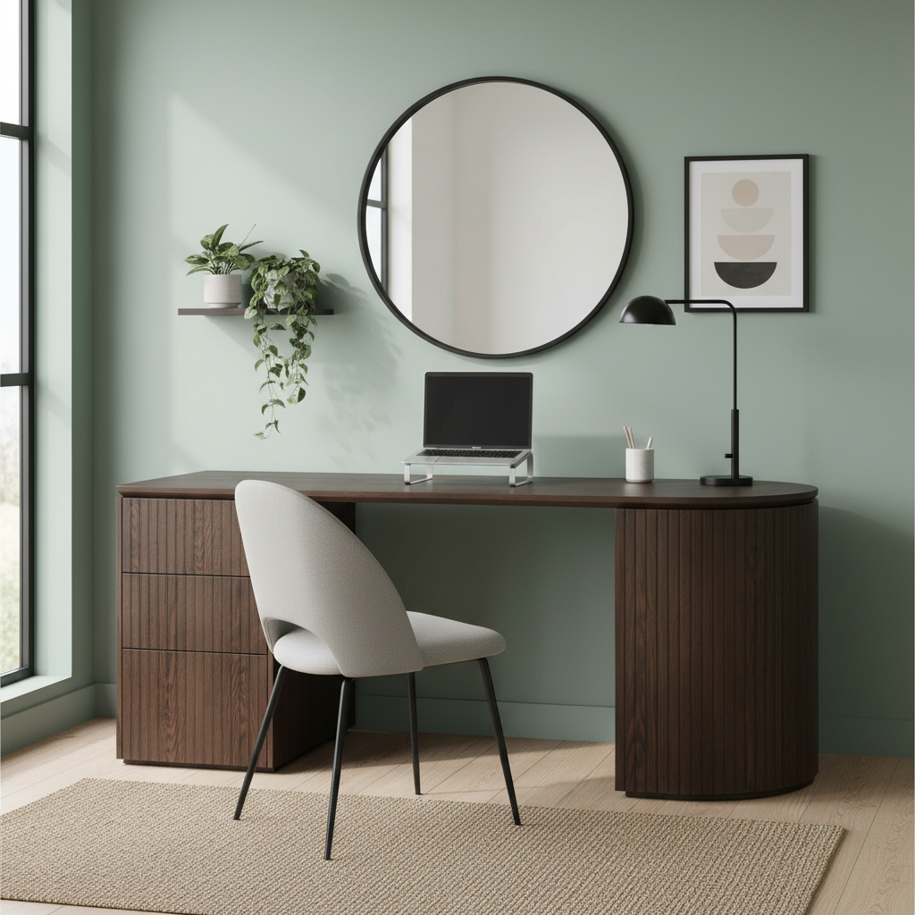 Albina 1.77m Left Drawer Office Desk - Walnut