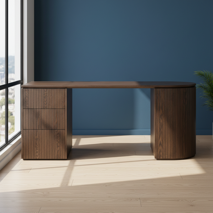 Albina 1.77m Left Drawer Office Desk - Walnut