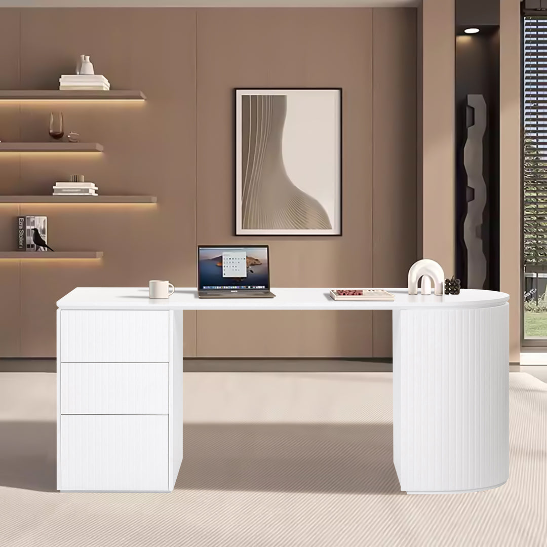 Albina 1.77m Left Drawer Office Desk - White