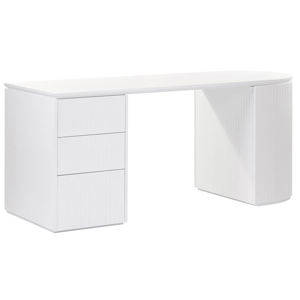 Albina 1.77m Left Drawer Office Desk - White