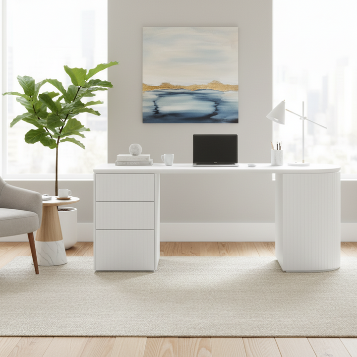 Albina 1.77m Left Drawer Office Desk - White