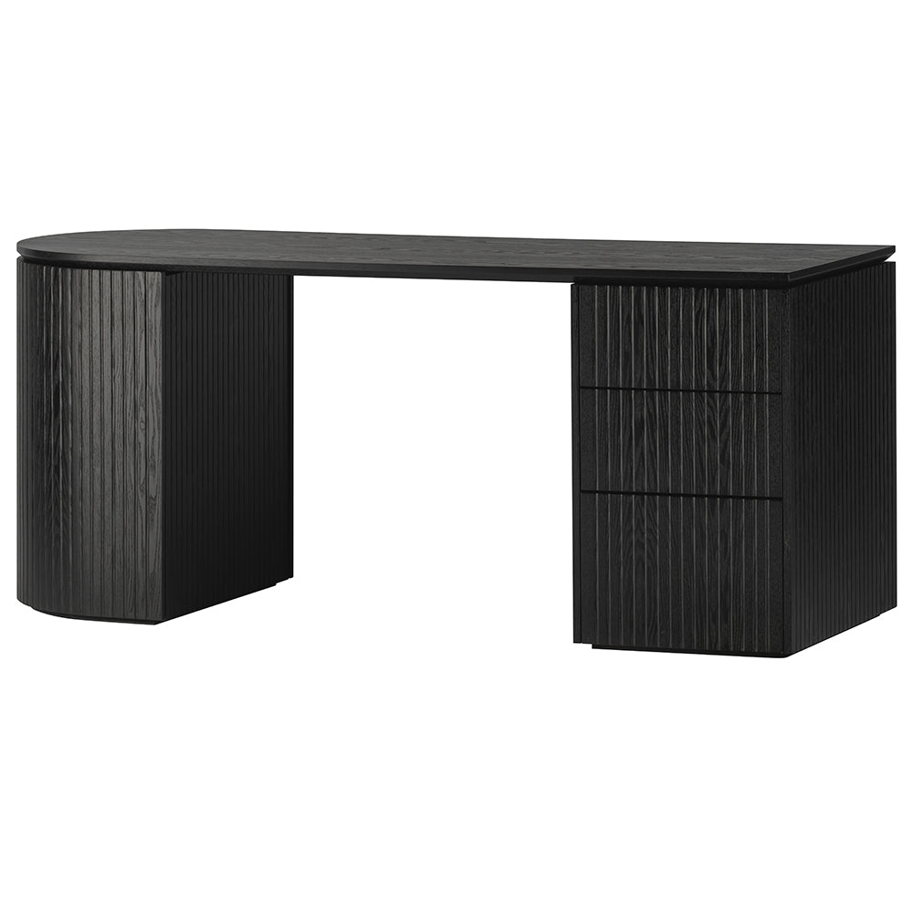 Albina 1.77m Right Drawer Office Desk - Black Oak