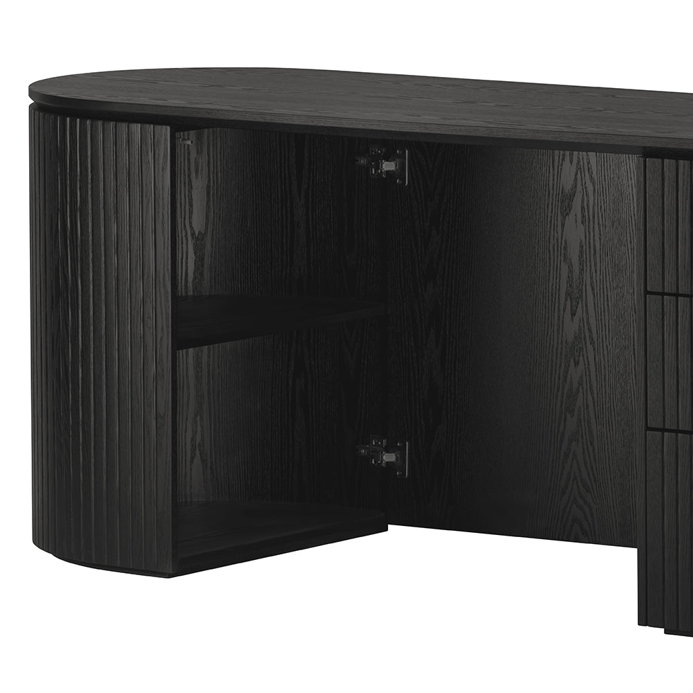 Payton 1.77m Right Drawer Office Desk - Black Oak