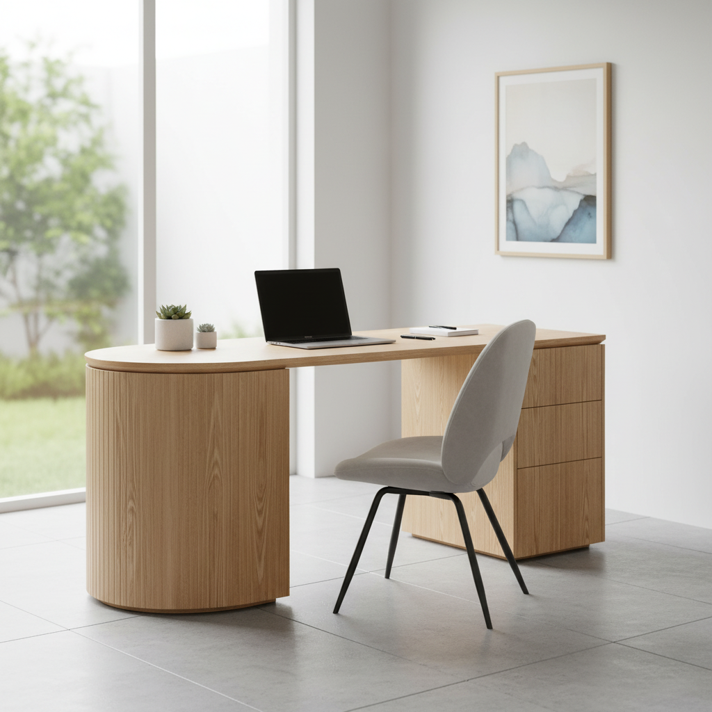 Albina 1.77m Right Drawer Office Desk - Natural Oak