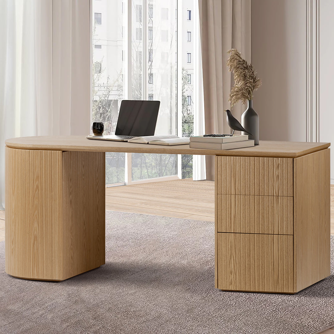 Albina 1.77m Right Drawer Office Desk - Natural Oak