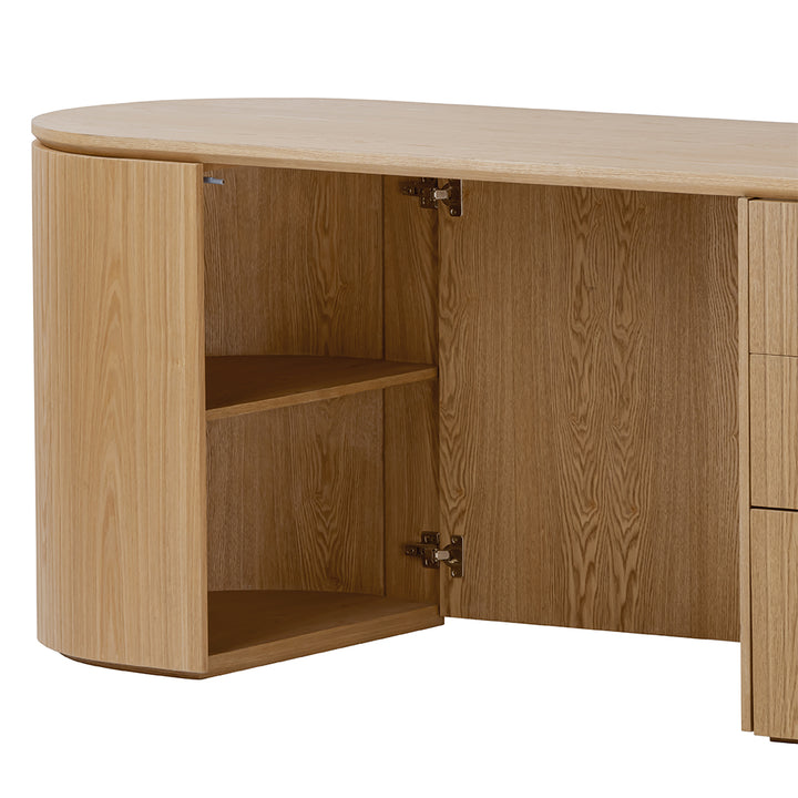 Payton 1.77m Right Drawer Office Desk - Natural Oak