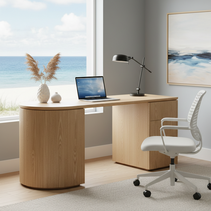 Albina 1.77m Right Drawer Office Desk - Natural Oak