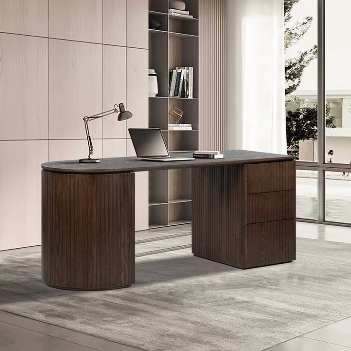 Albina 1.77m Right Drawer Office Desk - Walnut