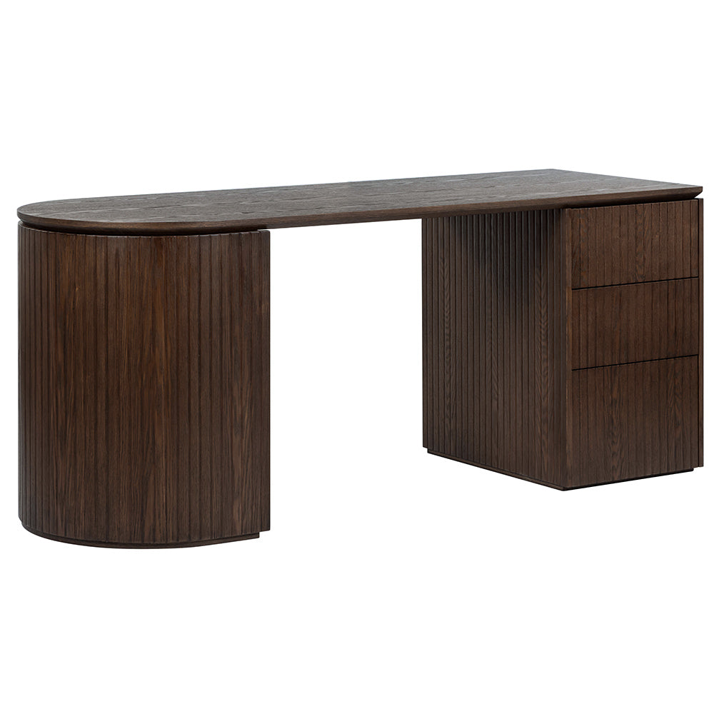Albina 1.77m Right Drawer Office Desk - Walnut