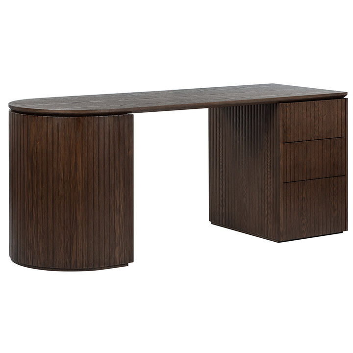 Albina 1.77m Right Drawer Office Desk - Walnut