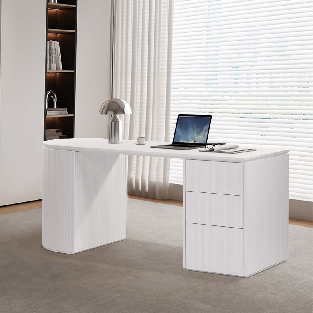 Albina 1.77m Right Drawer Office Desk - White