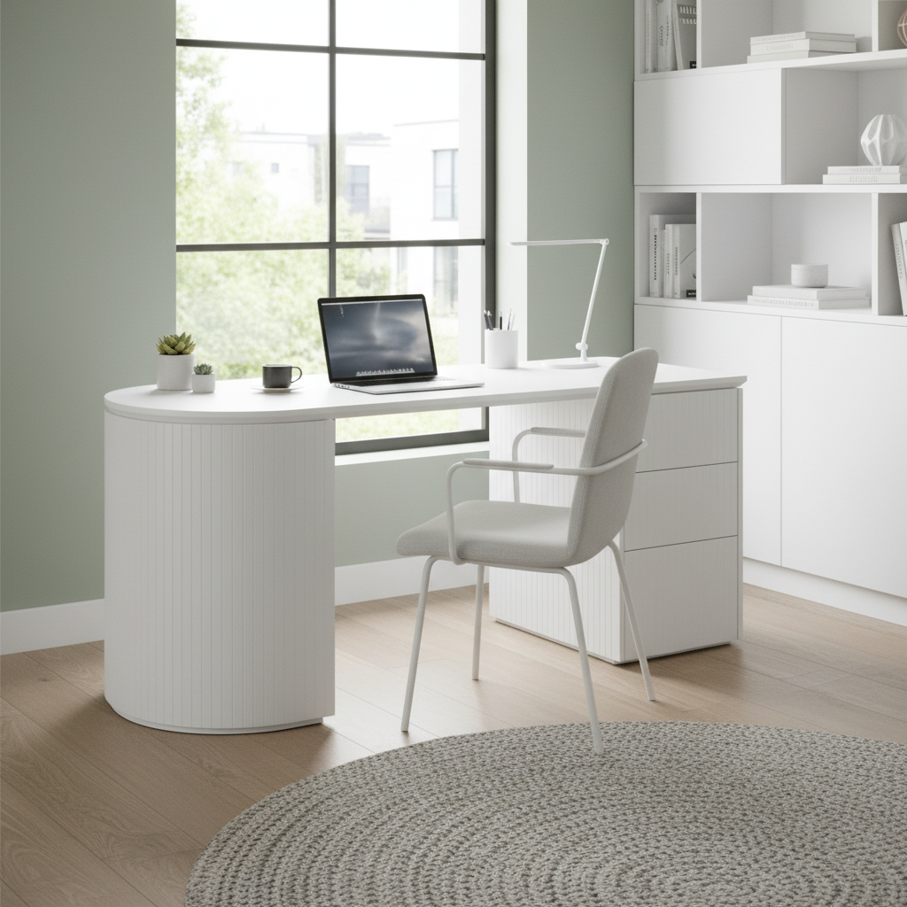 Albina 1.77m Right Drawer Office Desk - White