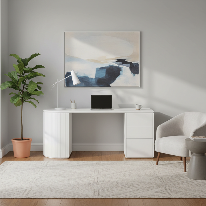 Albina 1.77m Right Drawer Office Desk - White