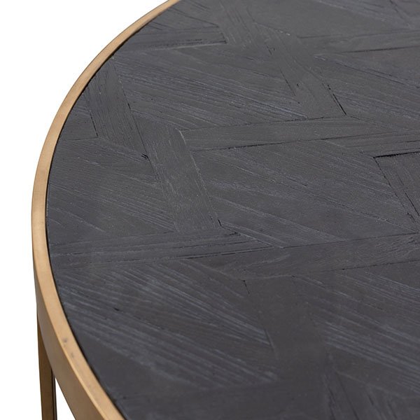 Alenzo Round Coffee Table - Black - Golden Base