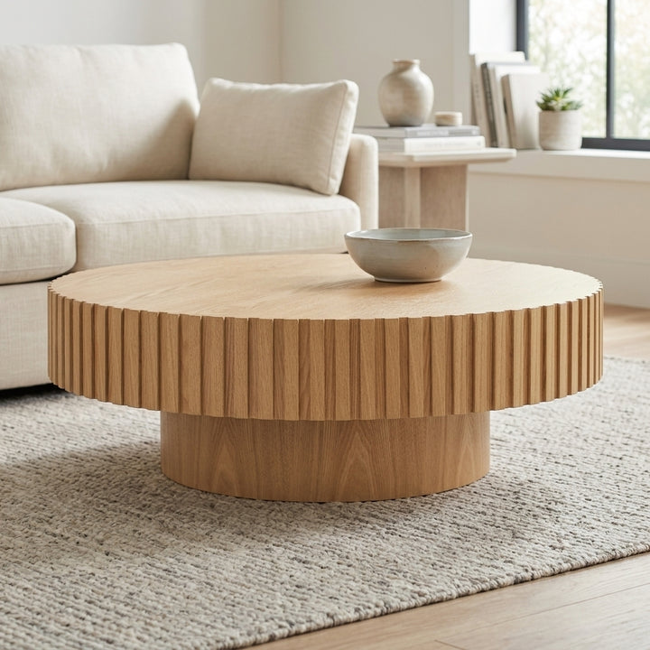 Alfaro Oak Round Coffee Table - Natural