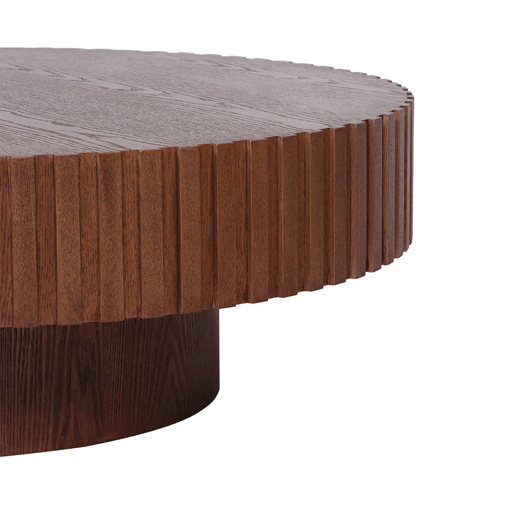 Alfaro Oak Round Coffee Table - Walnut