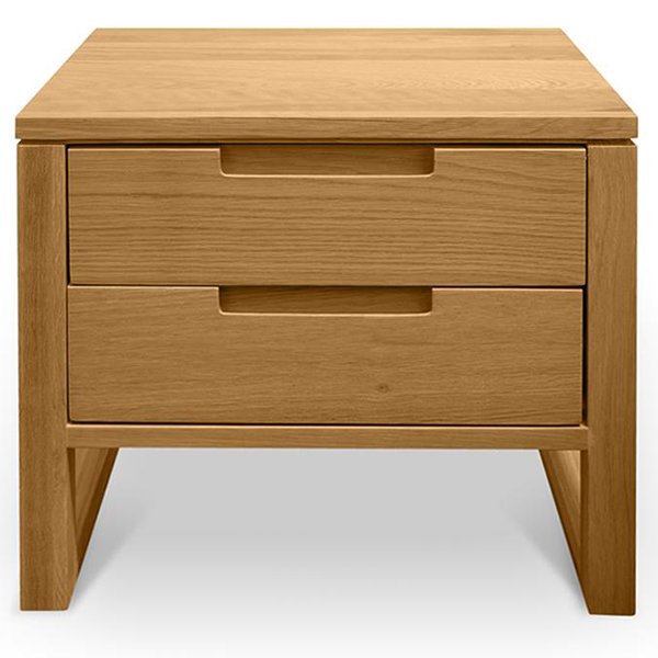 Alfred 2 Drawer Wooden Bedside Table - Natural Oak