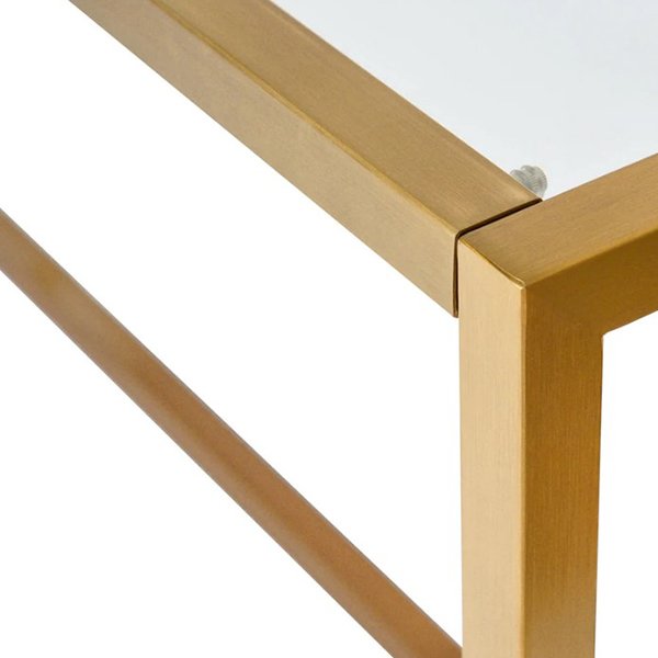 Alison Glass Console Table - Tempered Glass - Brushed Gold Base