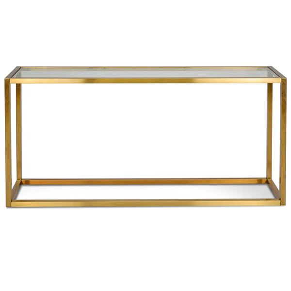 Alison Glass Console Table - Tempered Glass - Brushed Gold Base