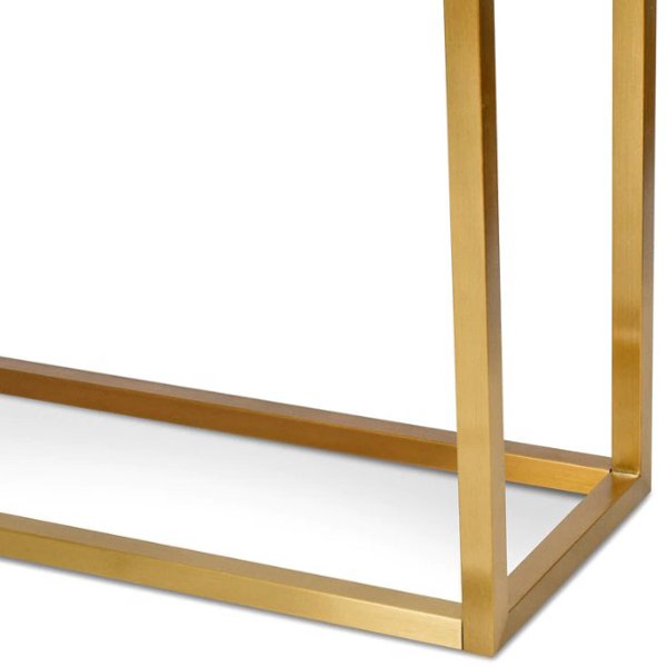 Alison Glass Console Table - Tempered Glass - Brushed Gold Base