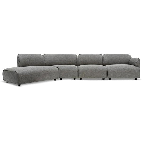 Alvaro Left Return Modular Fabric Corner Sofa - Graphite Grey