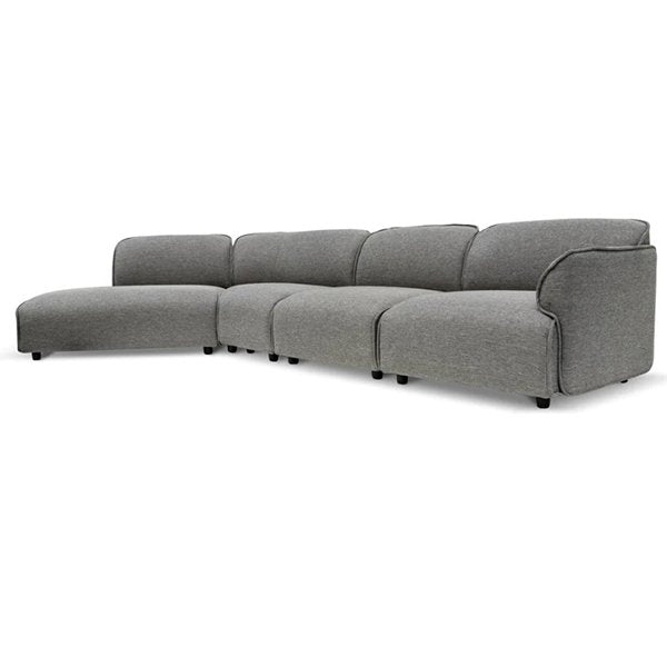 Alvaro Left Return Modular Fabric Corner Sofa - Graphite Grey