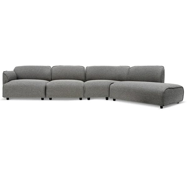 Alvaro Right Return Modular Fabric Corner Sofa - Graphite Grey