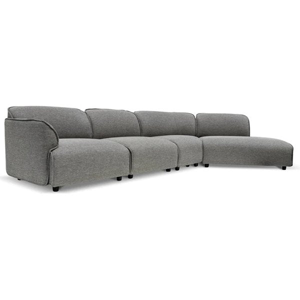 Alvaro Right Return Modular Fabric Corner Sofa - Graphite Grey