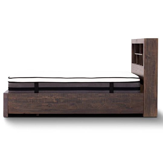 Stone Grey Skylar Pine Wood King Bed with Storage