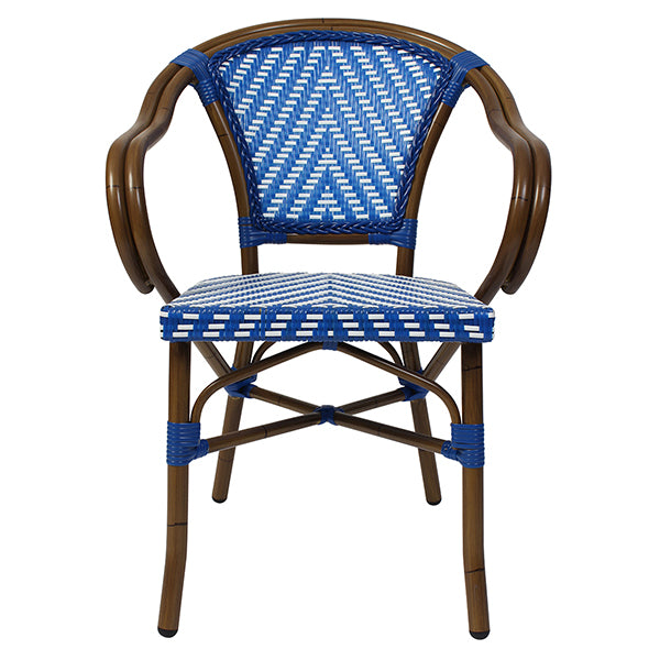 Amalfi Café Chair with Arms - Blue